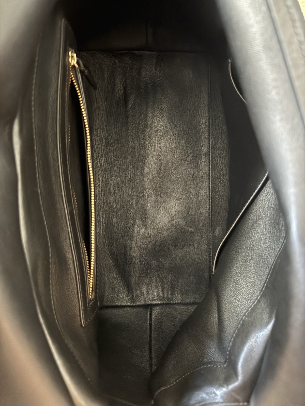 The Row Bag Terrasse Bag in Grain Black Leather Gold Zipper Pre-Owned MSRP $3500
