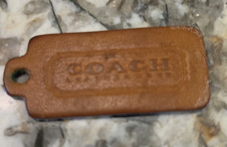 Vintage Coach Hang Tag Fob British Tan Leather 1 Sided ’80’s USA 2.25″ x 1″