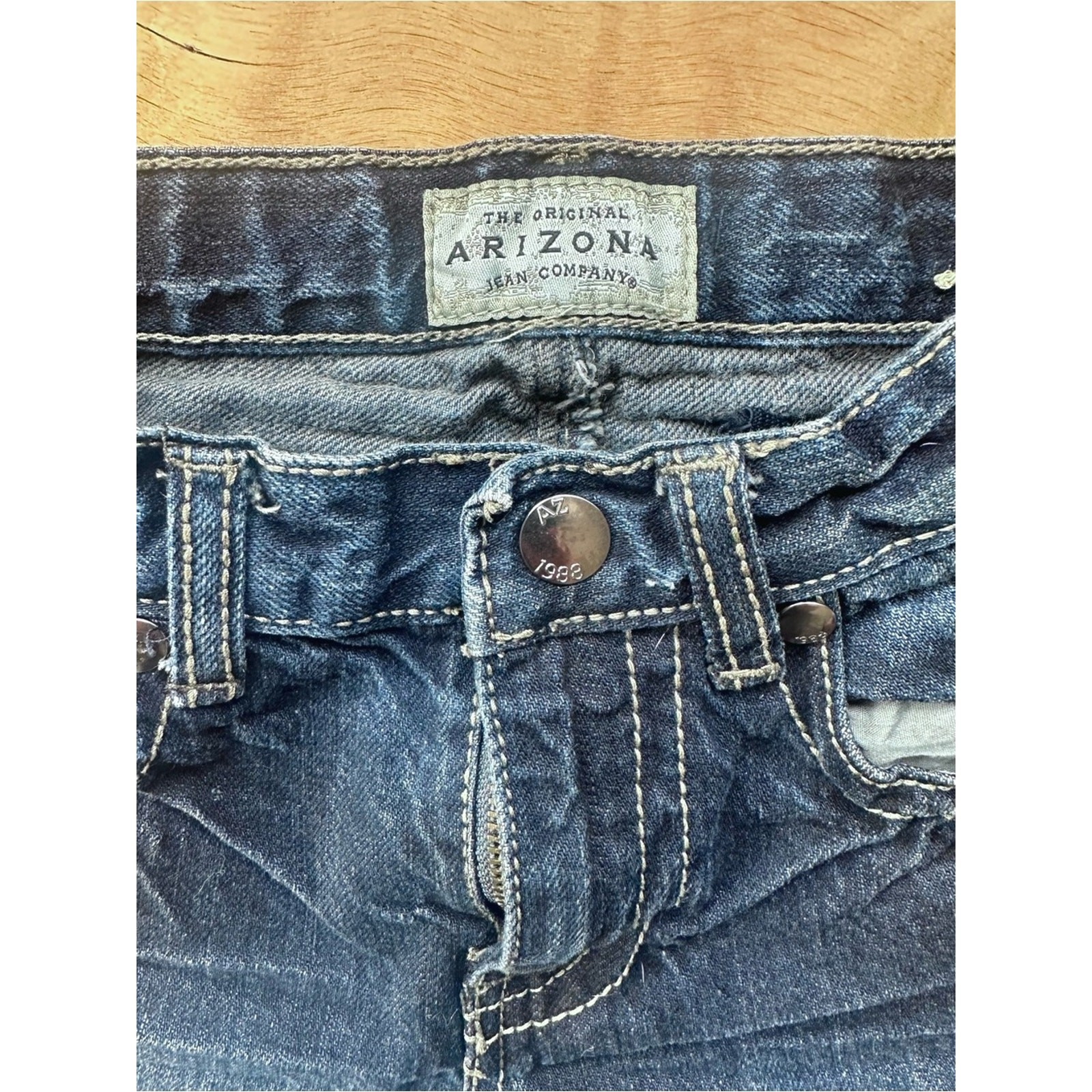 Y2K Arizona Jean Co Boys Size 7 Dark Wash Flap Pocket Jeans Rock Revival Style