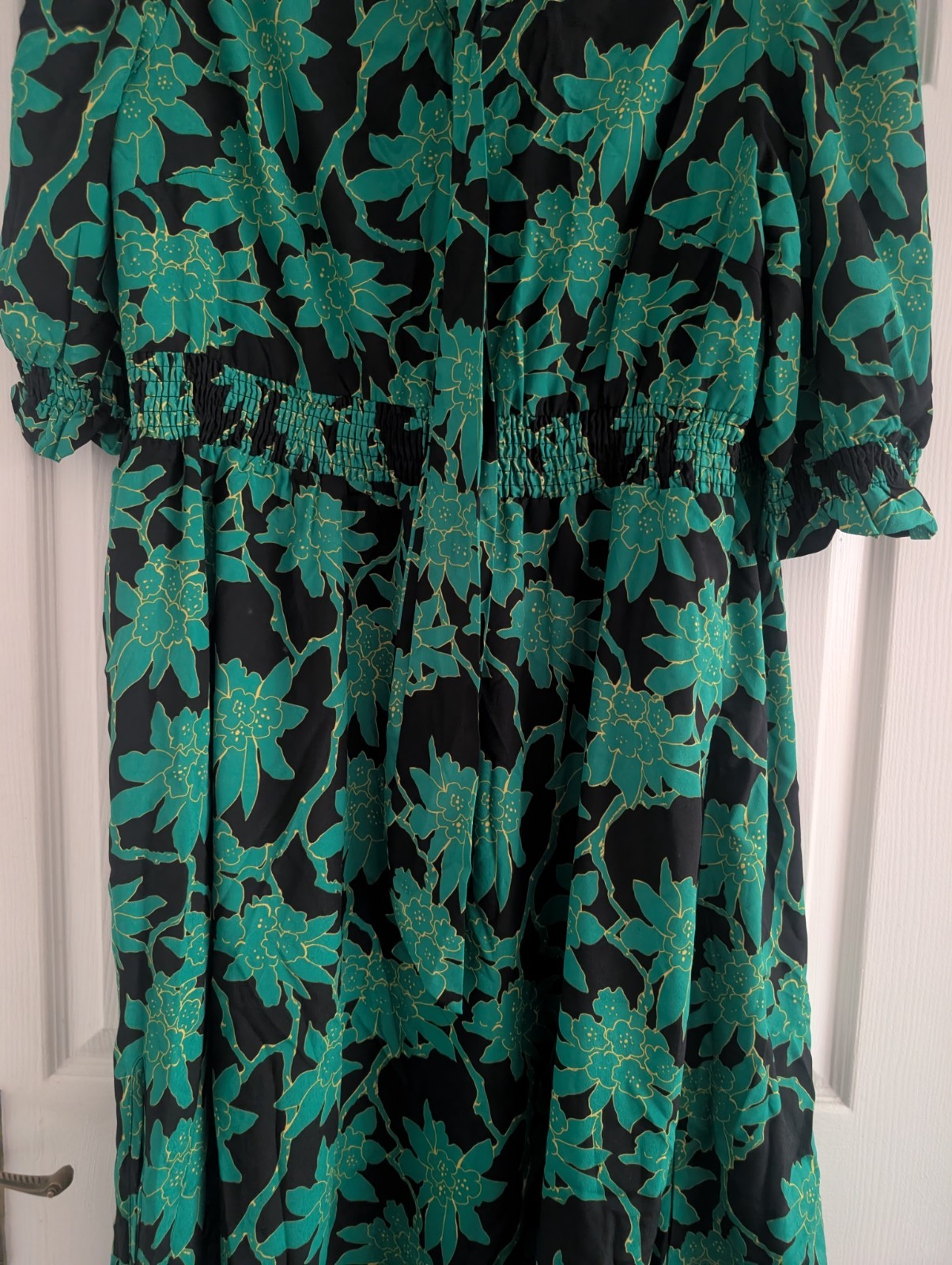 Jolie Moi Green Black 3/4 Sleeve Midi Dress Size 20 (T45)
