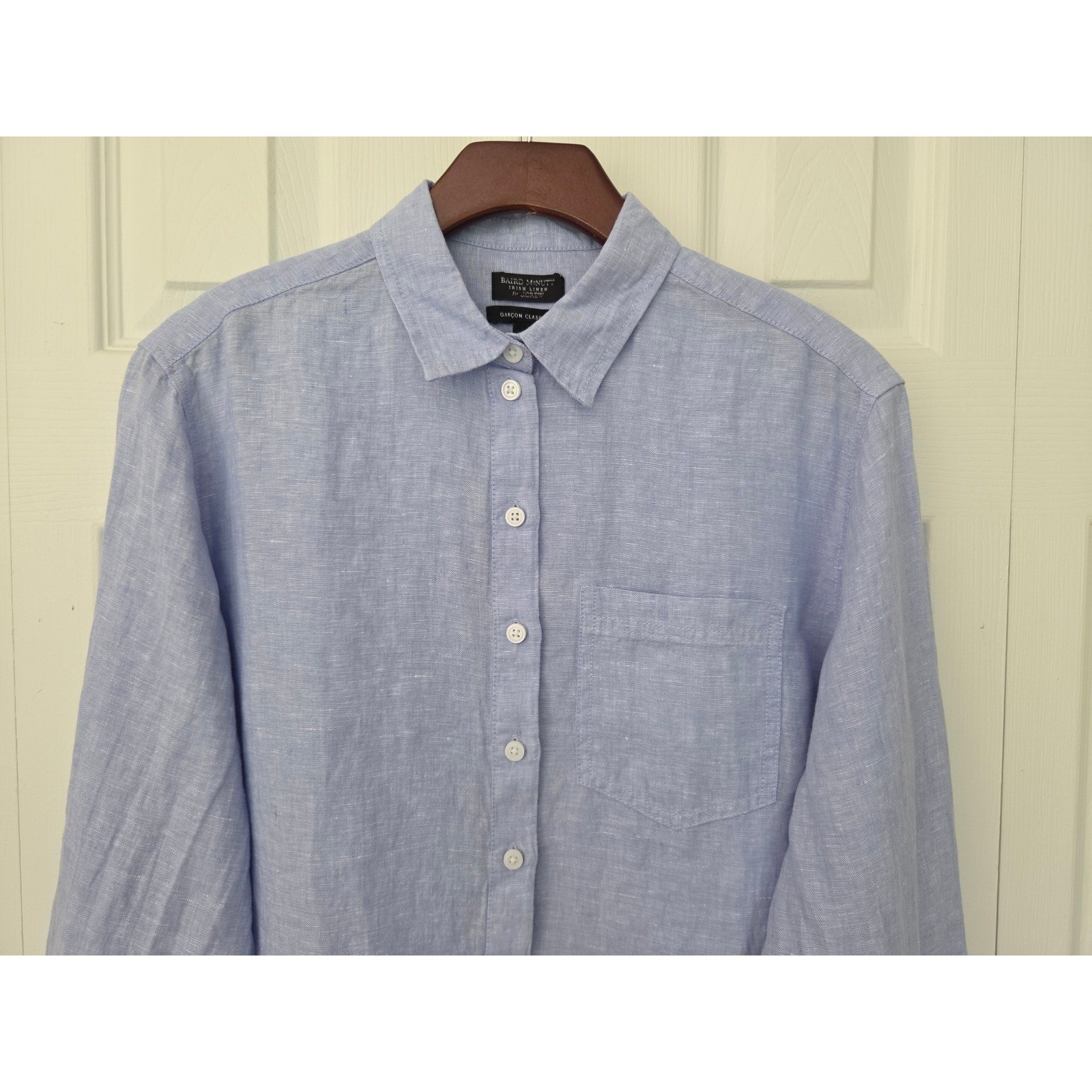 J. Crew Garçon Classic Shirt Baird McNutt Linen Womens 4 Blue NWT $118 CG940