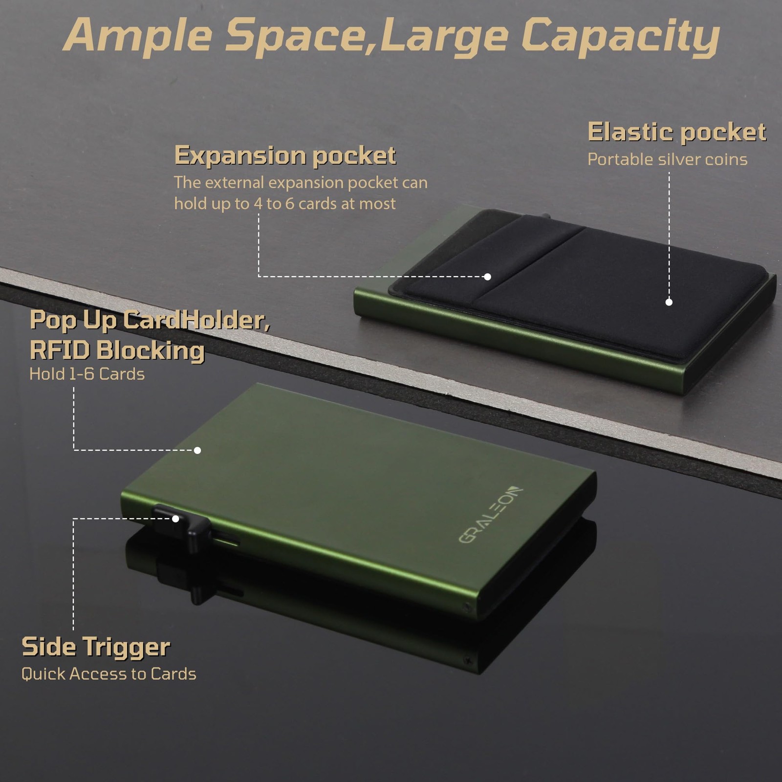 Slim Card Holder Wallet for Men with 12 4 x 2.4 x 0.3 inches, green