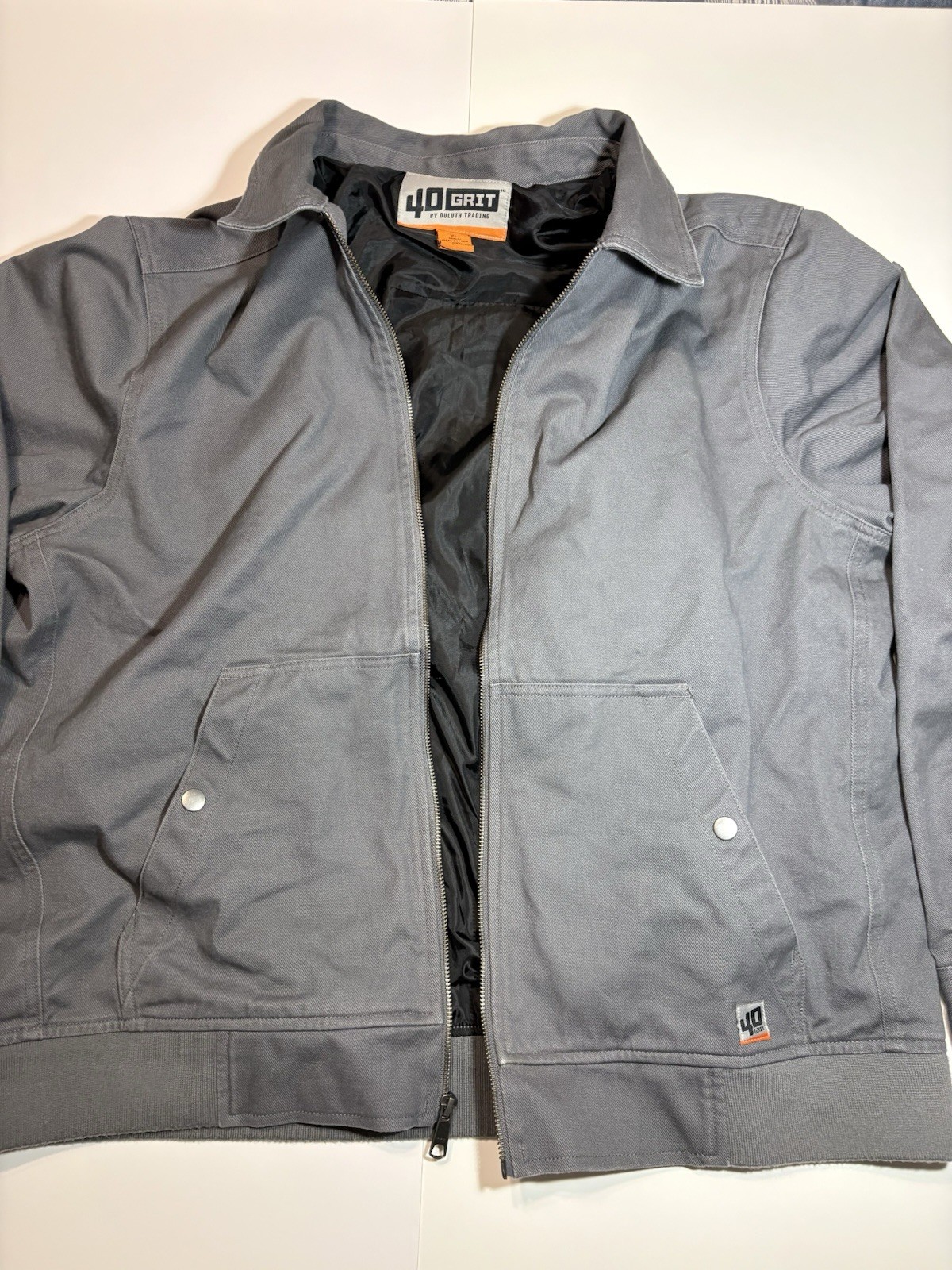 40 Grit Men’s Gray Lined Zip Work Jacket Cotton Outer Shell Size XL