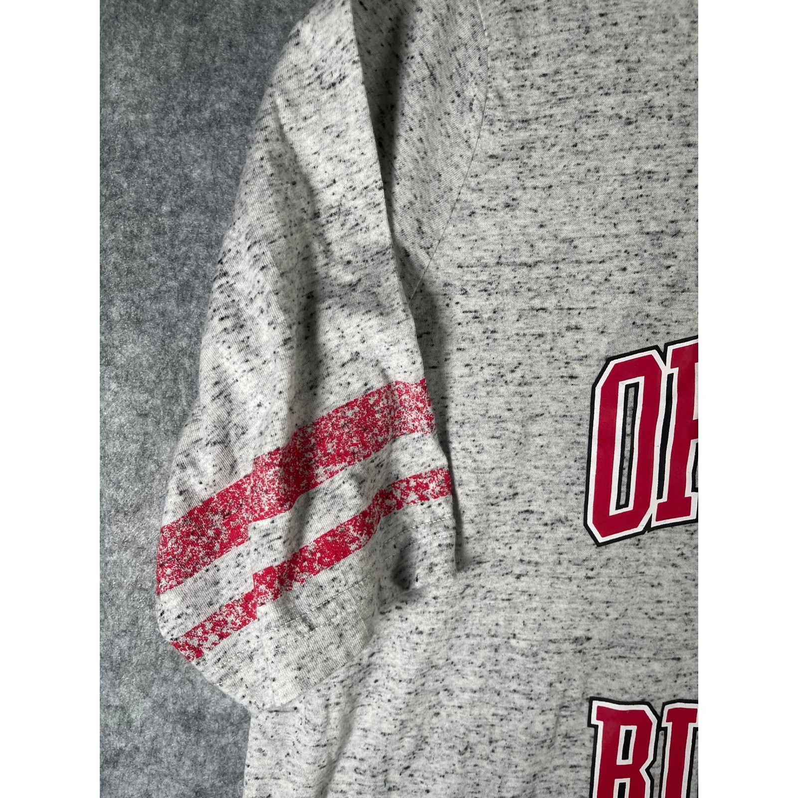 Profile Varsity Ohio State Buckeyes Lace Up T-Shirt Womens Plus 1X Grey Red