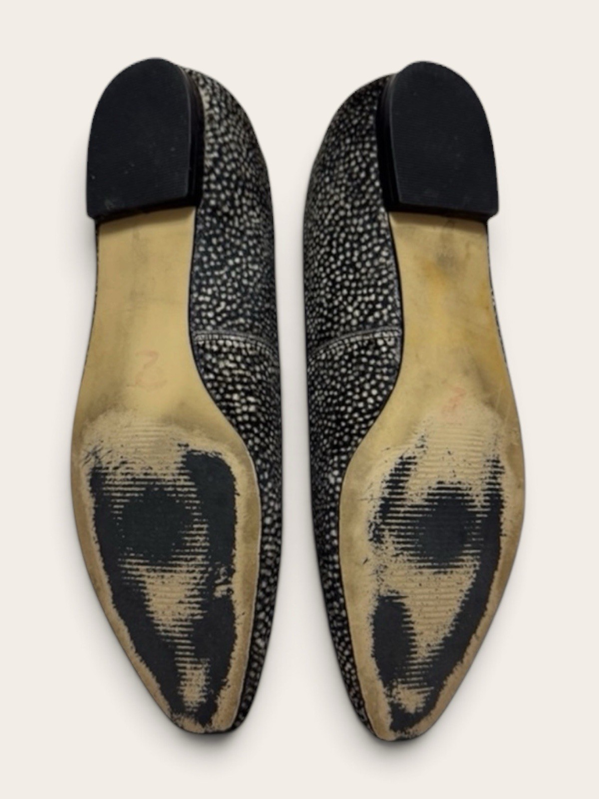 Talbots Sleek Black Animal Spotted Calf Hair Flats Size 6