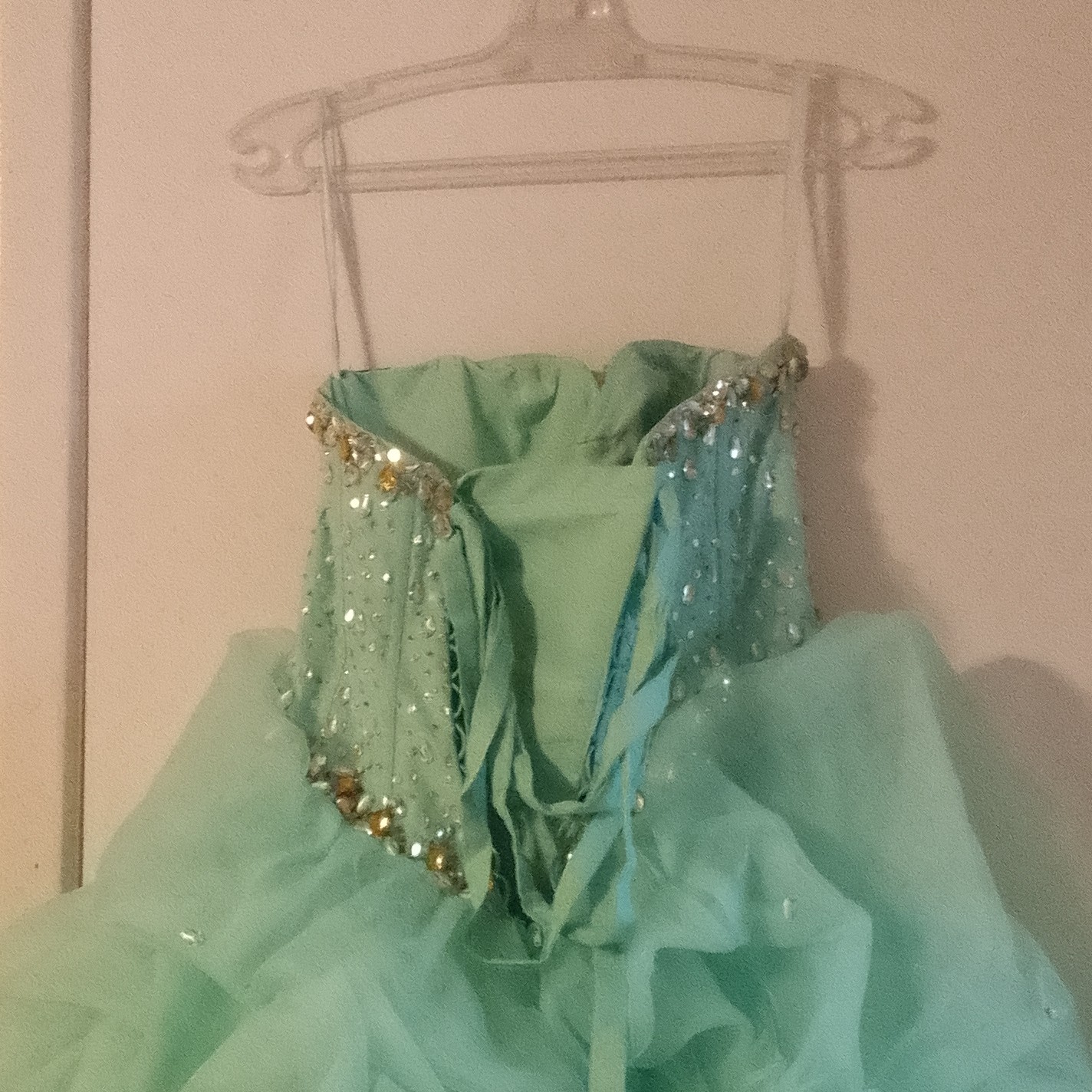 Mori Lee by Madeline Gardner Light Blue Ball Gown with Gold Accents