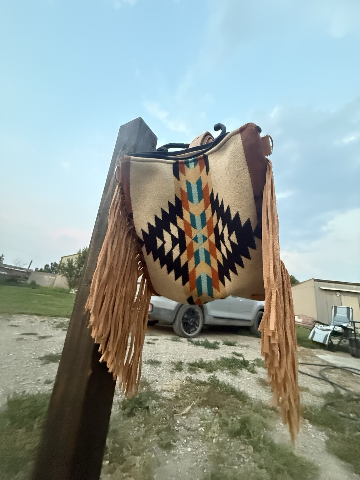 Mercy Grey Design Co Western P-Wool Geometric Fringe Crossbody/ Backpack custom