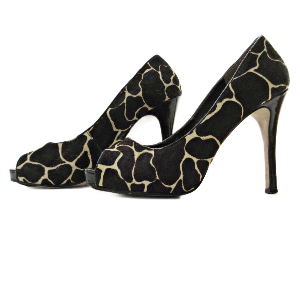 NINE WEST Giraffe Pattern Leather Pumps Brown 5/22cm (8.66in) B Condition