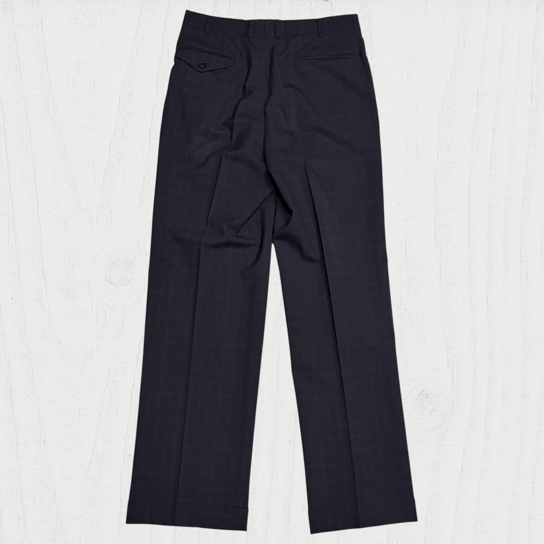 Burberry London Suit Set Men L Black Navy Plaid Wool Mohair 2B Jacket Pants