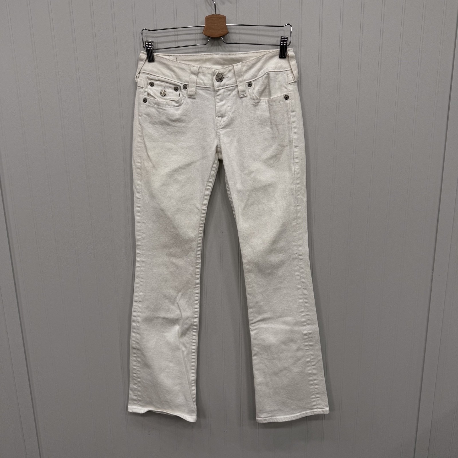 True Religion Women’s Size 29 White Becky Stretch Cotton Low-Rise Bootcut Jeans
