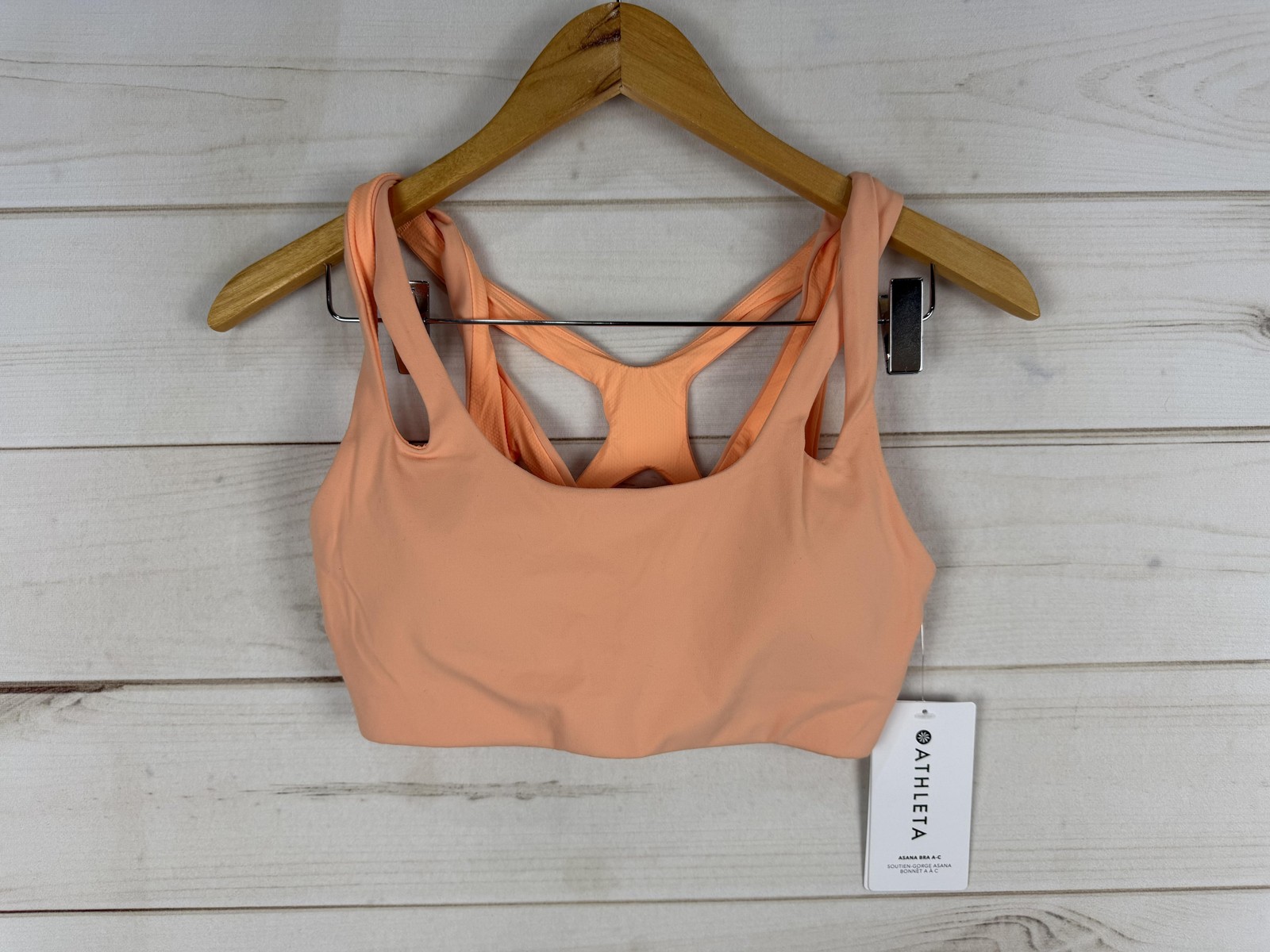 Athleta Sports Bra Womens Small Petite Peach Asana Crossback Padded Yoga
