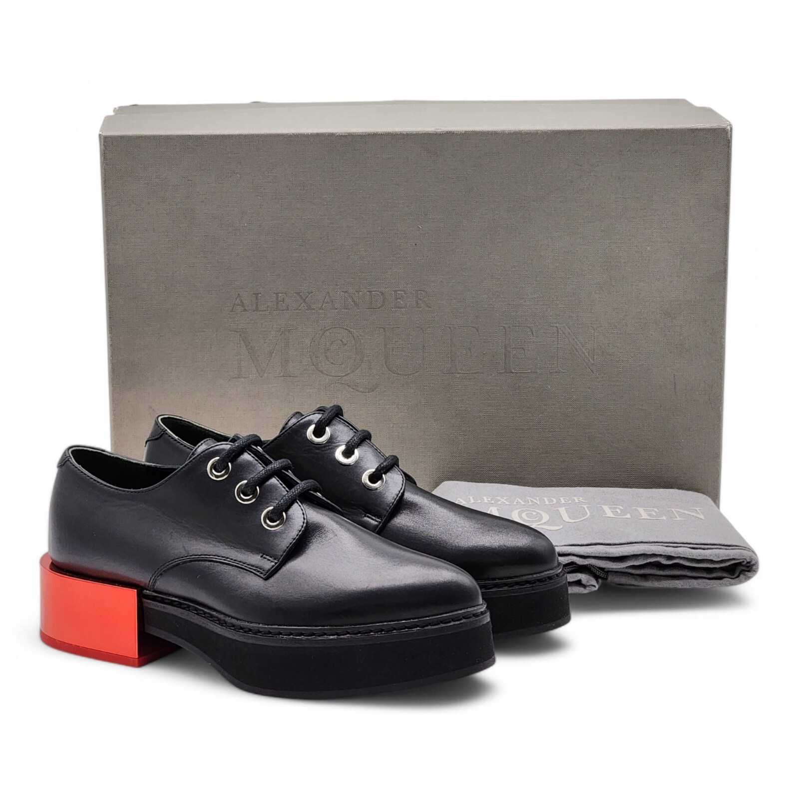 Alexander McQueen Creeper Derby Leather Shoes Black EU 35 US 5 – New $980