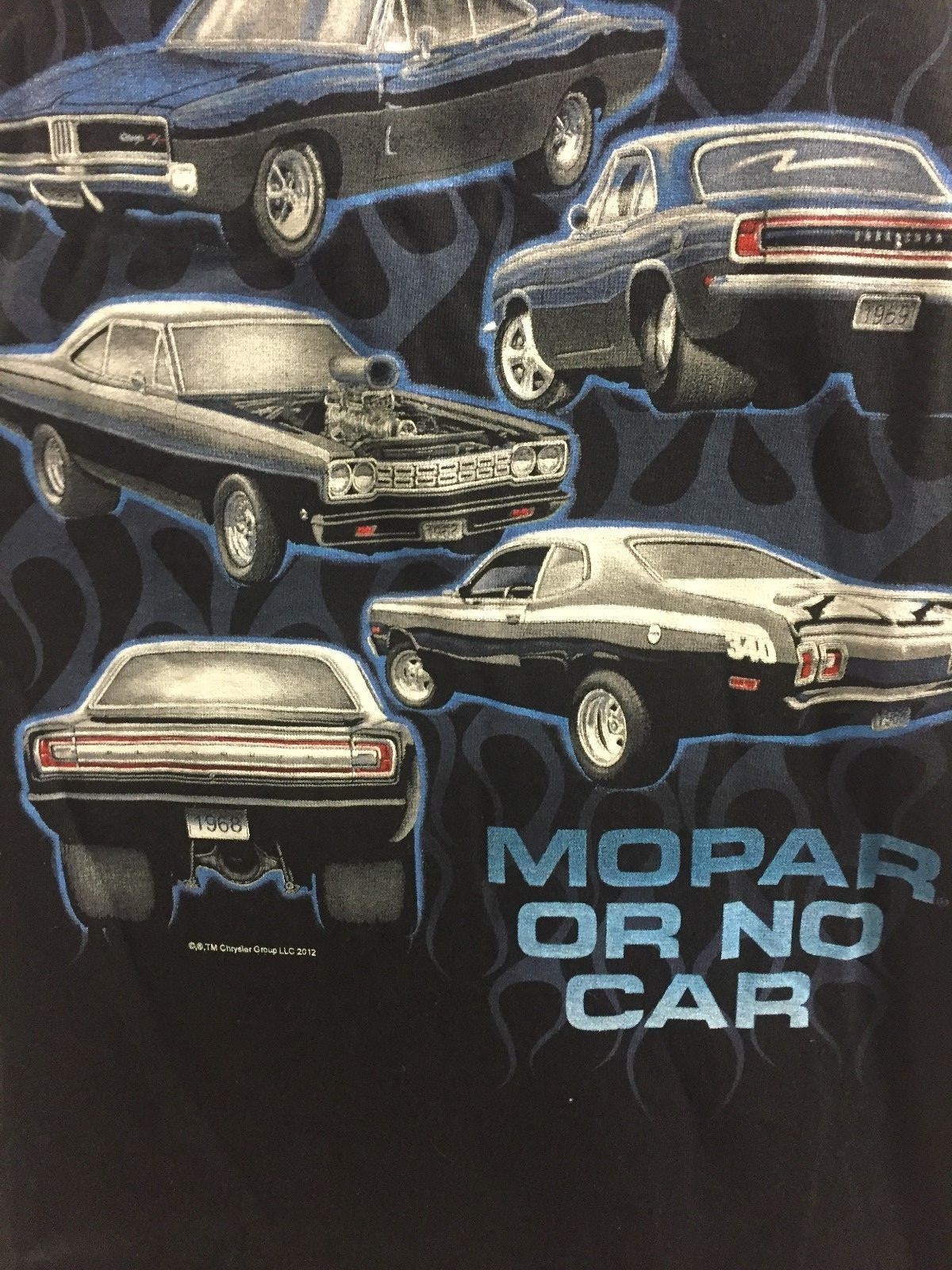 Black T-Shirt w/ “Mopar Or No Car” Script & Multiple Cars (Licensed)