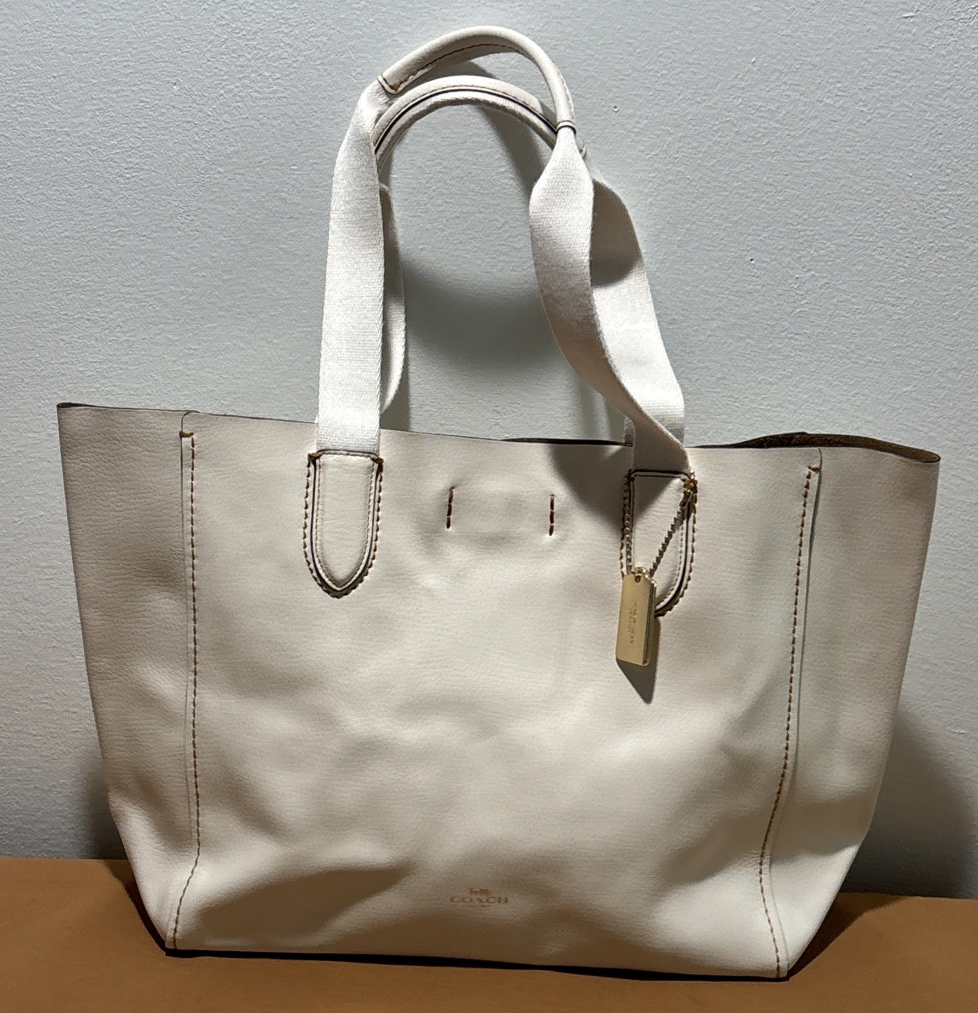 Authentic NWT Coach H2298-58660 Chalk Leather Derby Tote Bag