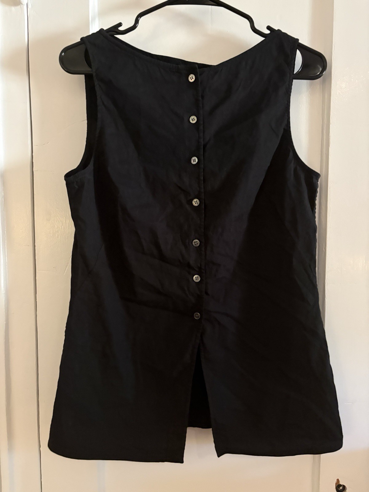 Theory Boatneck Cutaway In Good Linen Sleeveless Top Black Women Large NWT $295