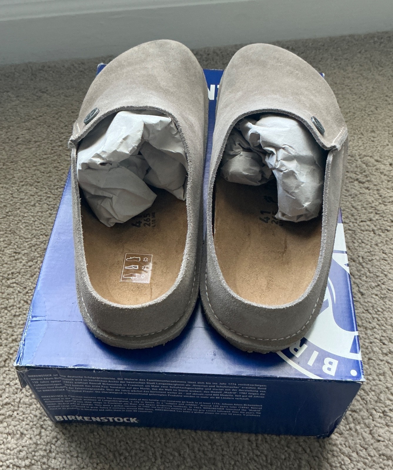 BIRKENSTOCK Zermatt Premium Suede Leather Size W 10 M8 Grey