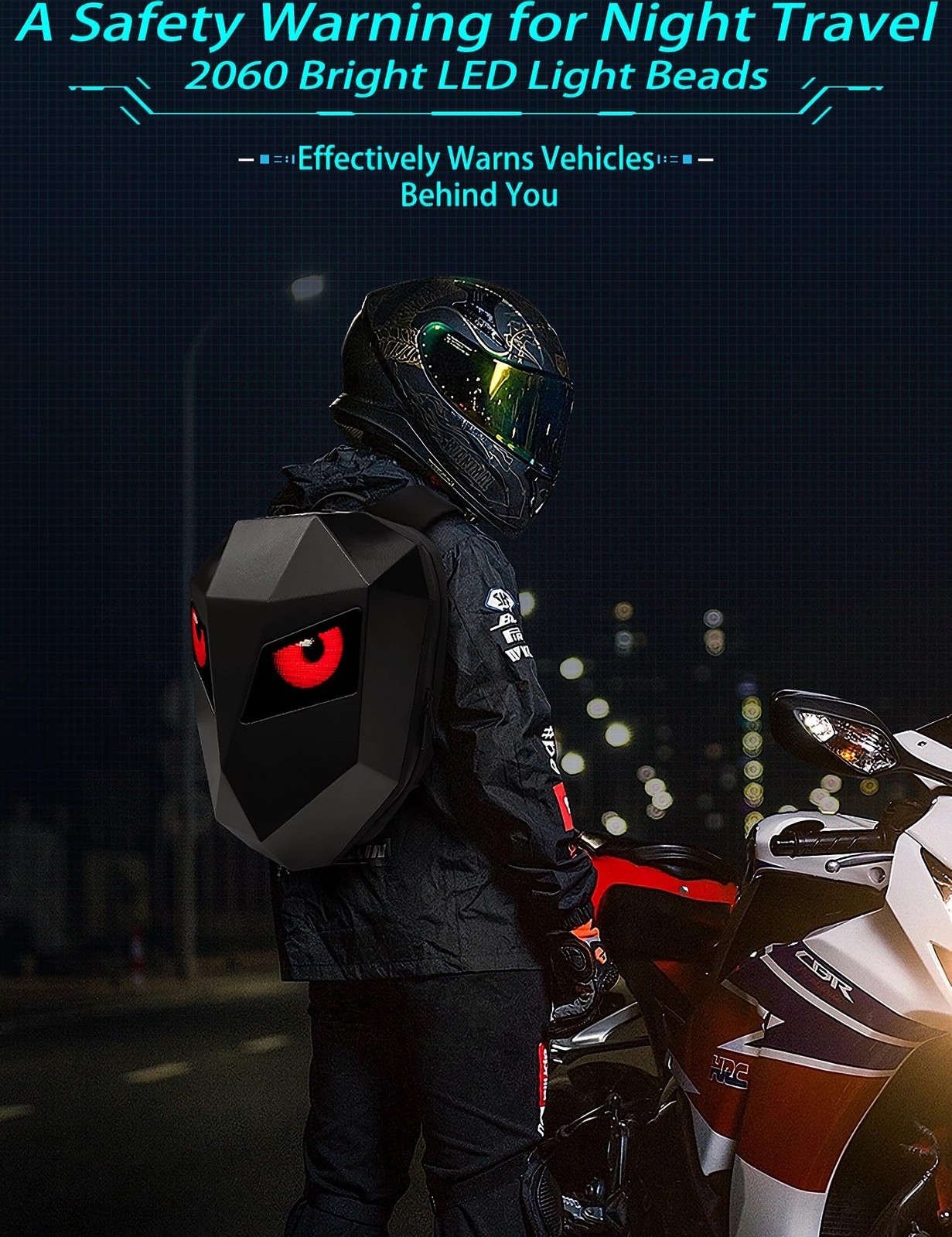 Customizable Motorcycle Backpack – Waterproof Hardshell Backpack for Men Cool…