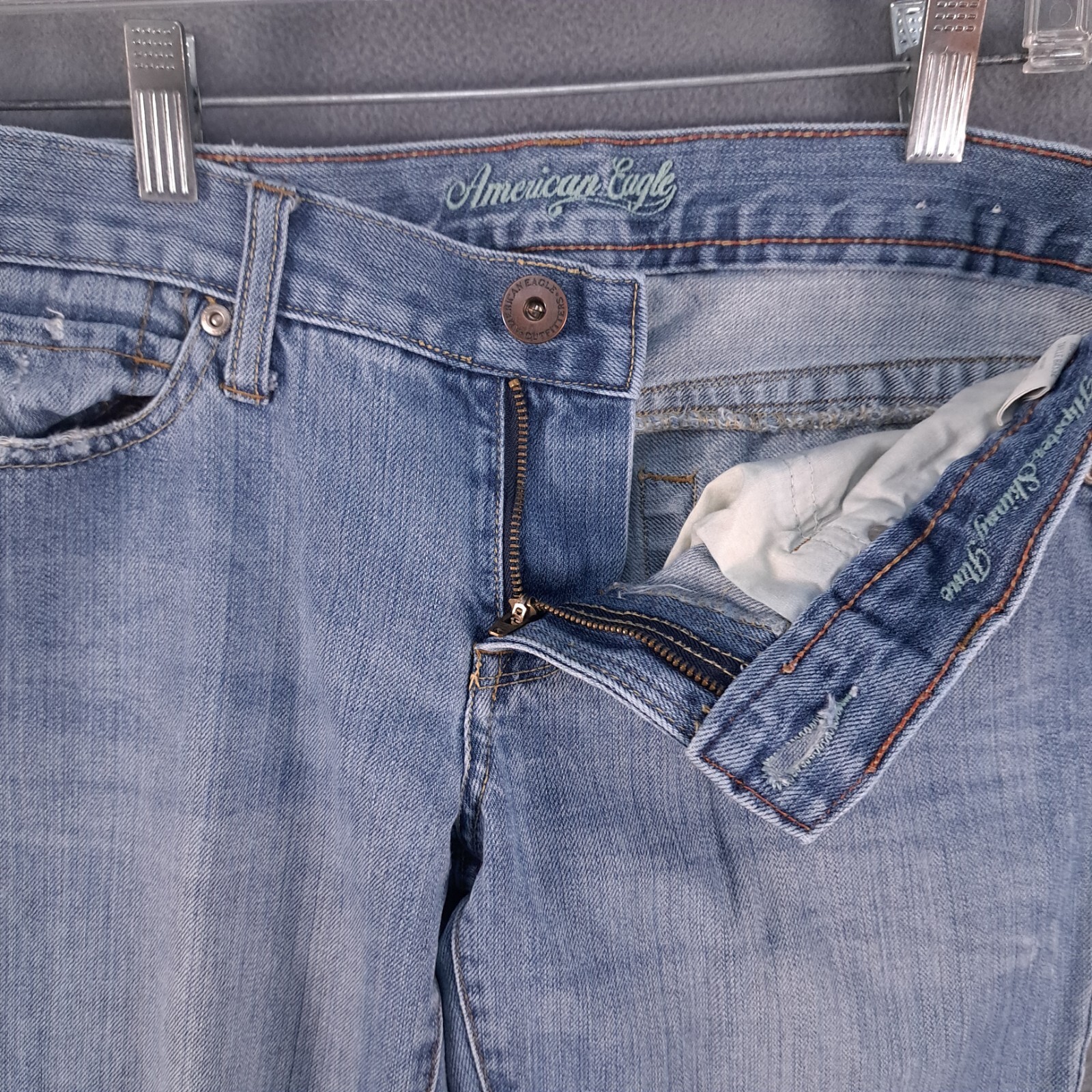 American Eagle Jeans Womens 4 Regular Blue Hipster Skinny Flare Denim Light Wash