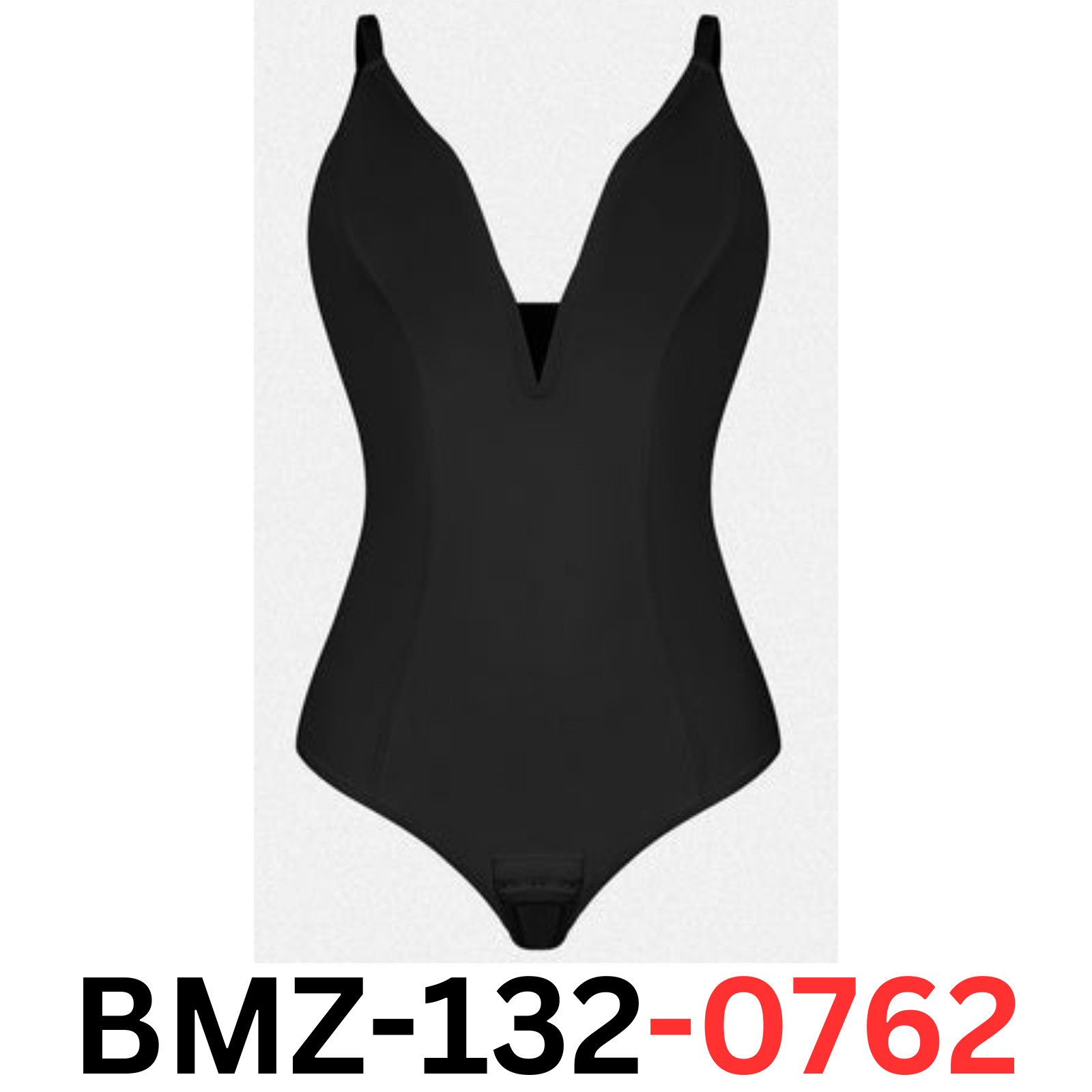 Shaperin Shapewear Bodysuit Deep V-Neck Thong, Black, Small