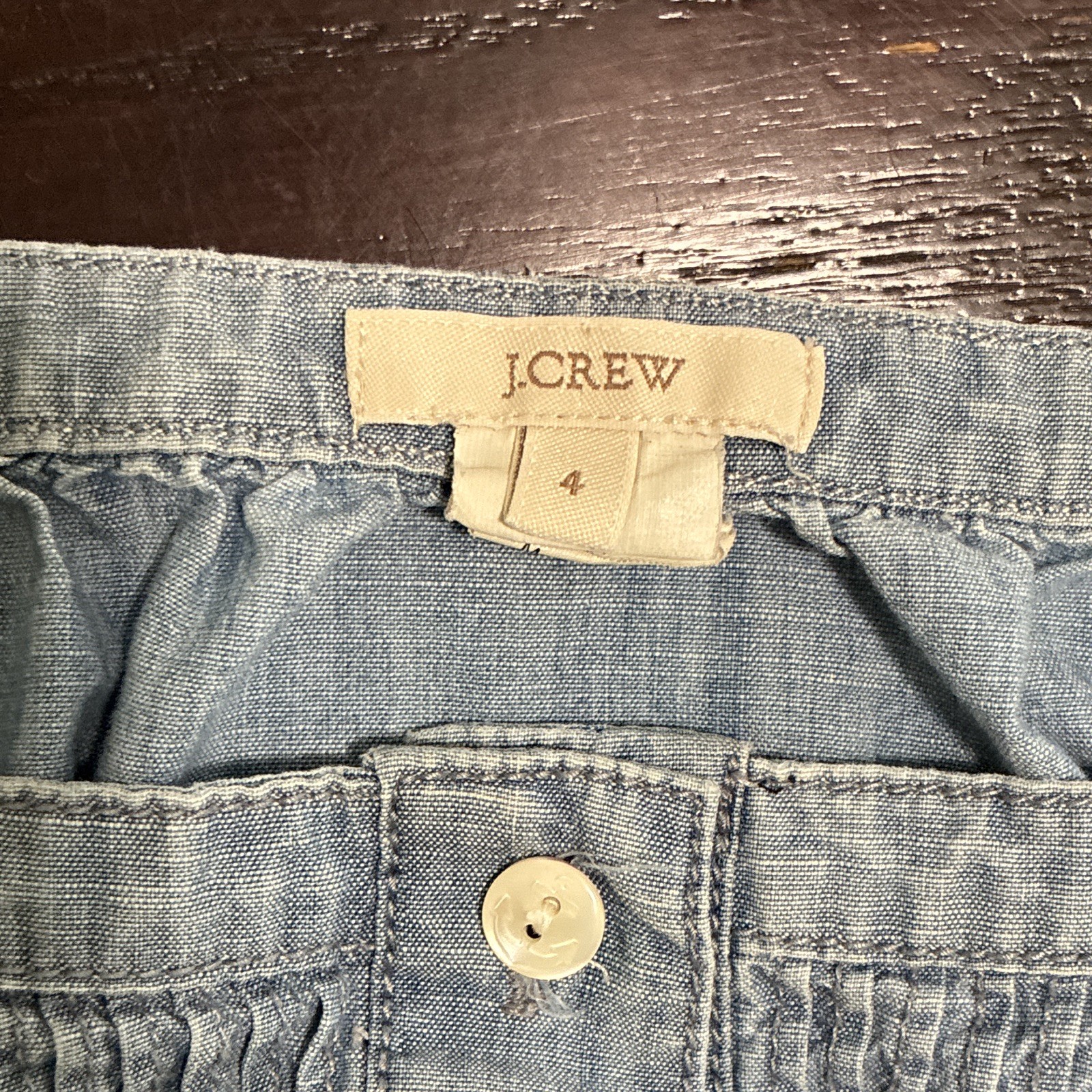 J.CREW Blue Chambray Square Neck Sleeveless Button Front Tank Top Womens 4