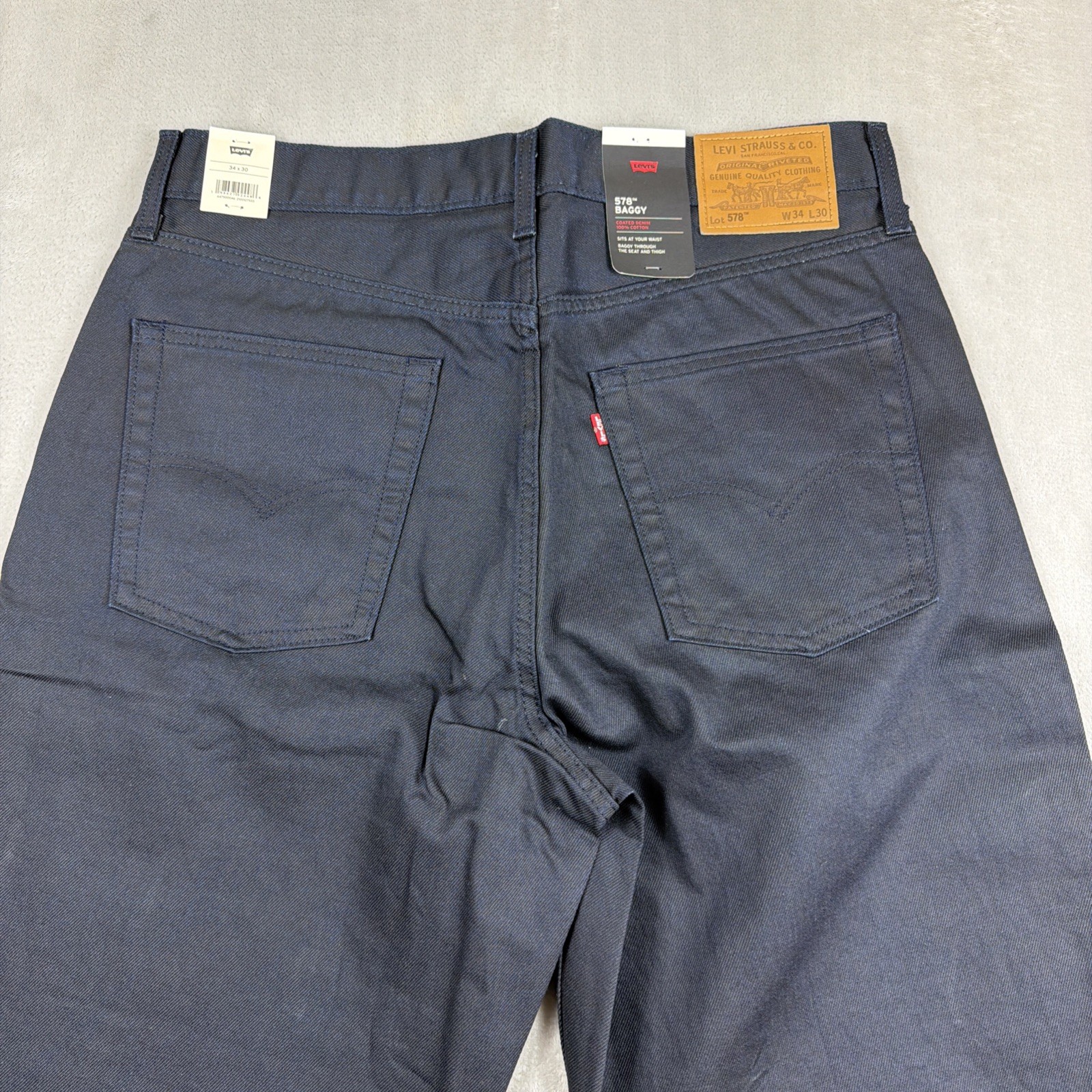 Levi’s Premium 578 Baggy Coated Denim Jeans Men’s Size 34×30 Blue Cotton Y2K