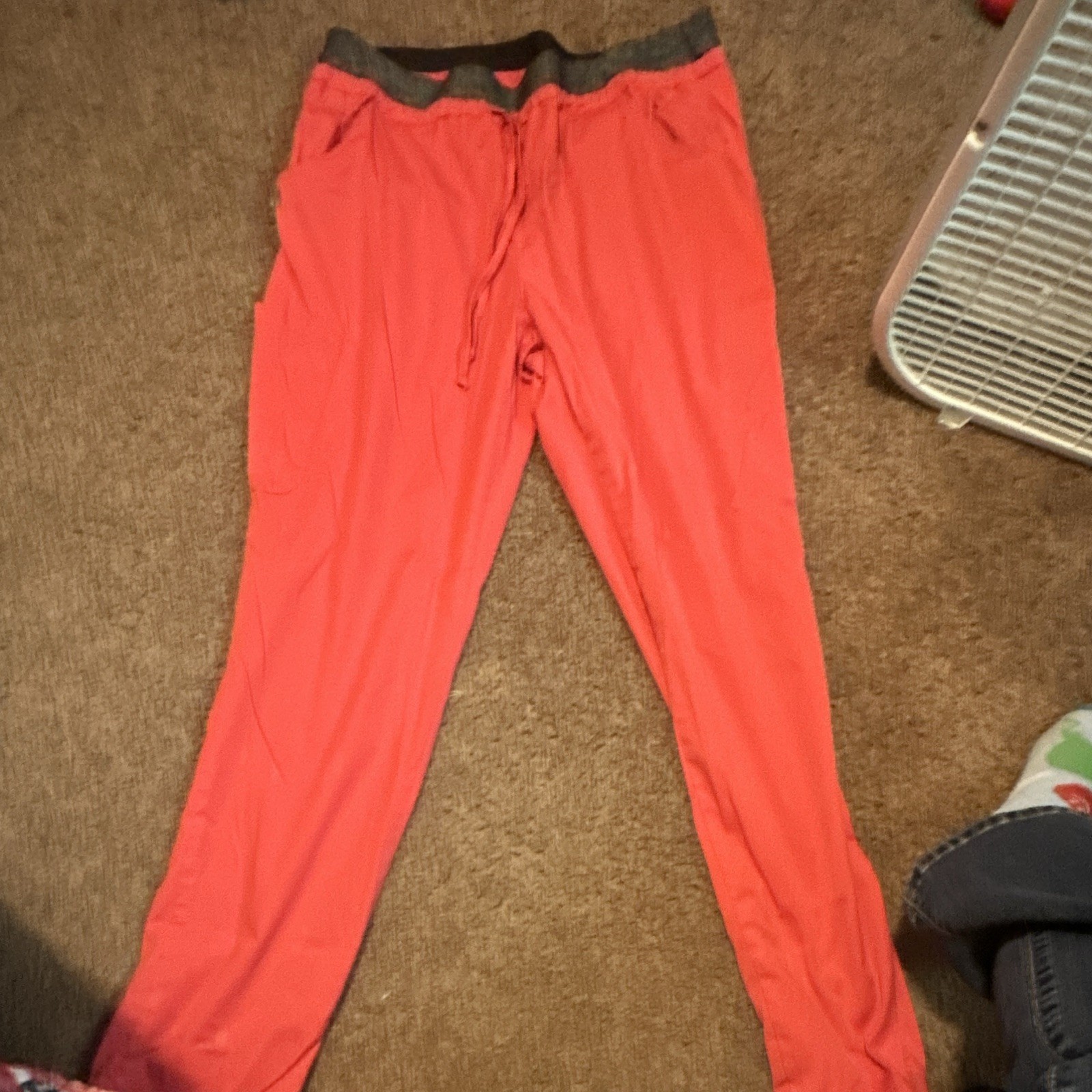 Ambiance Coral Women’s Solid Jogger Pants Drawstring Closure Regular Size LG