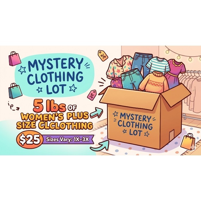 Mystery Clothing Lot 5lbs of Womens Plus Size Clothing for $25- Sizes Vary 1X-3X