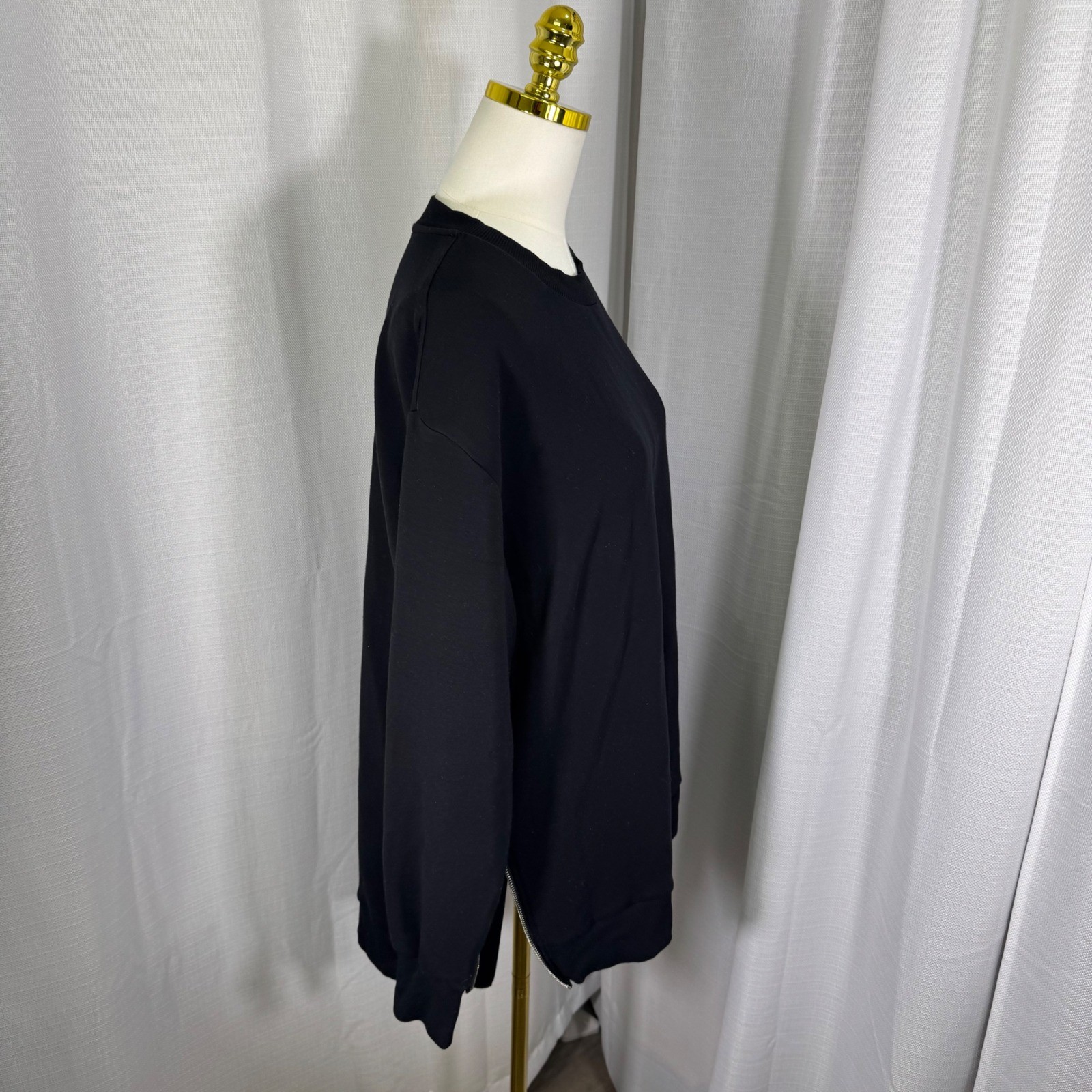 Varley Charter Sweat 2.0 DoubleSoft Black Side Zip Sweatshirt VAR01658 Large