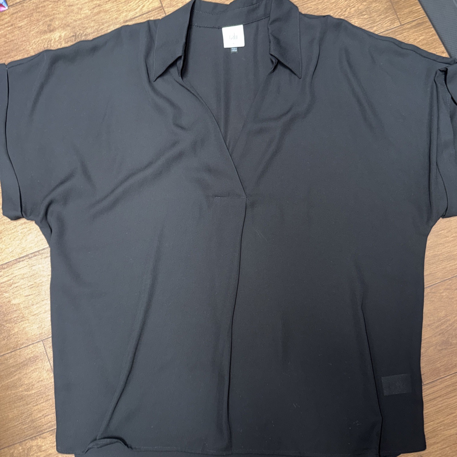 CAbi collar chiffon Black Lightweight T-Shirt Xl ￼