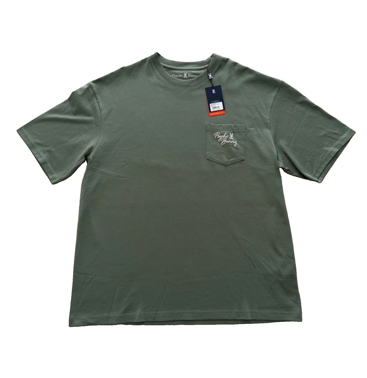 PSYCHO BUNNY Desert Heavy Weight Relaxed Fit Pocket T-shirt Mens 8/XXL Sea Spray