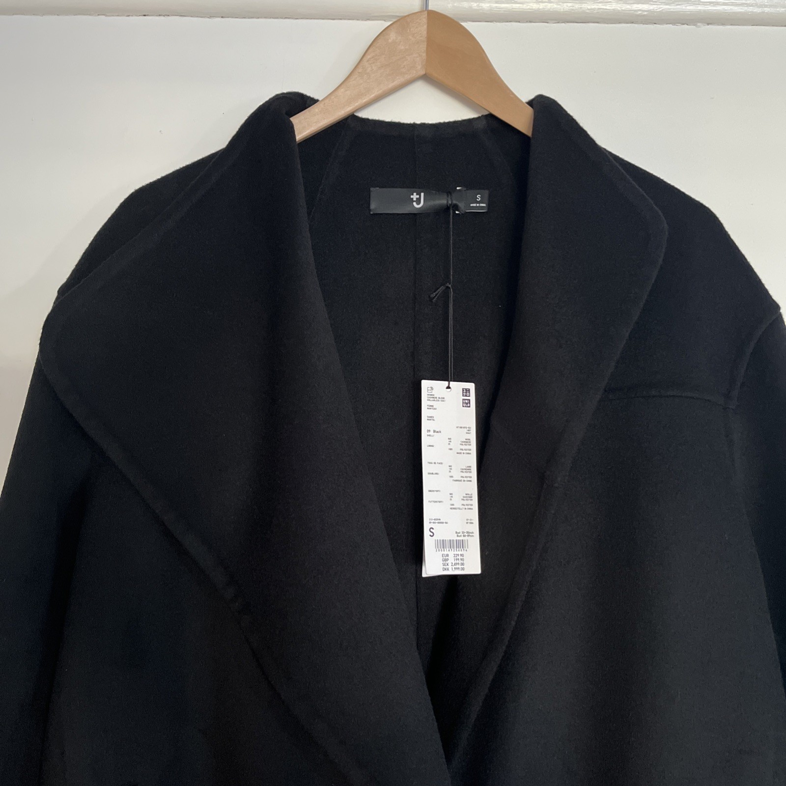 UNIQLO +J Jil Sander Cashmere blend Collarless Coat size S