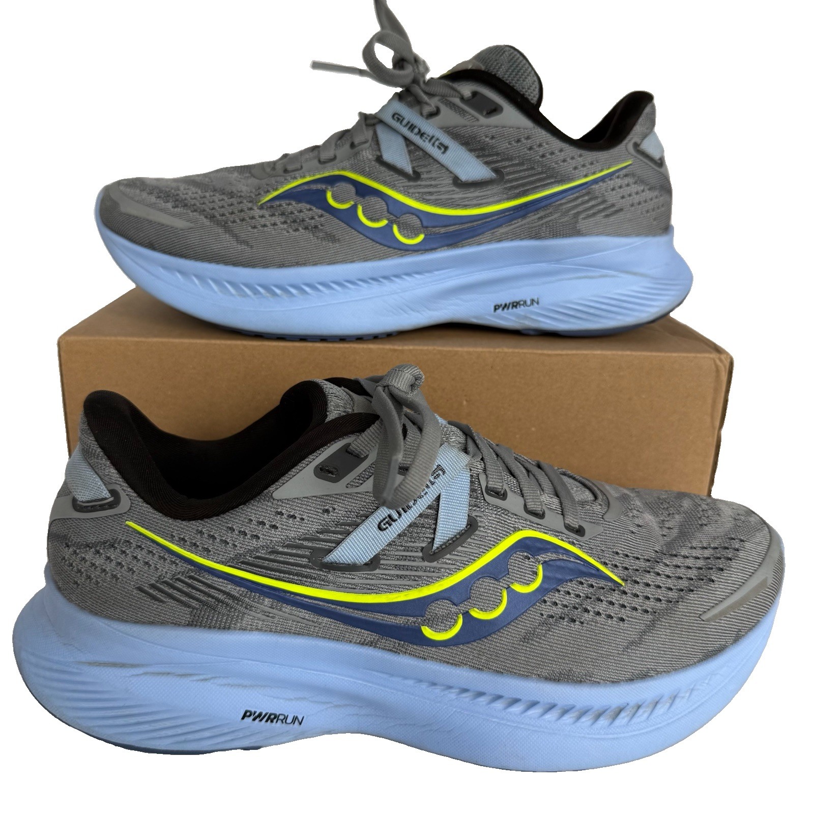 Saucony Guide 16 Women’s Running Shoes Size 8 Grey Light Blue Neon S10810-15
