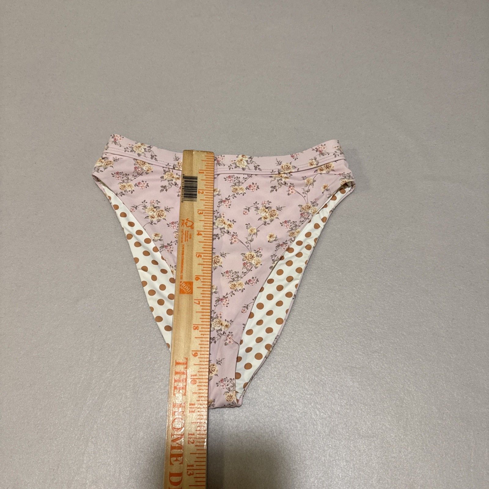 Dippin Daisy Women Swim Bottom Pink Floral/ Poka Dot Reversible High Waist Sz XS