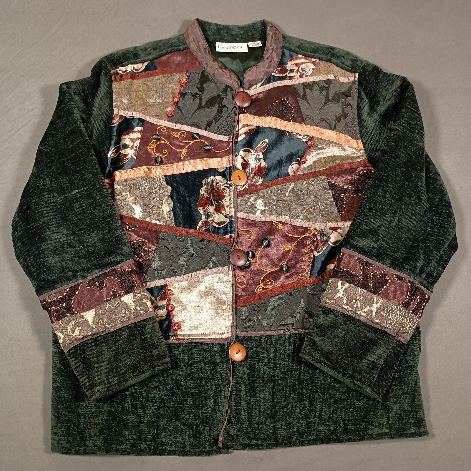 Floral Embroidered Boho Patchwork Cottagecore Size M Flashback Tapestry Jacket