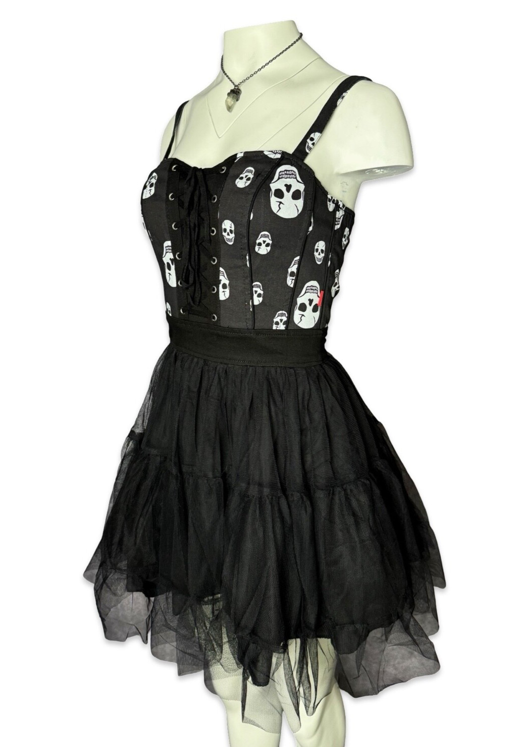 TRIPP TOXIC SKULL BLACK TULLE GOTHIC PUNK SEXY BALL HALLOWEEN MINI DRESS IO9760P