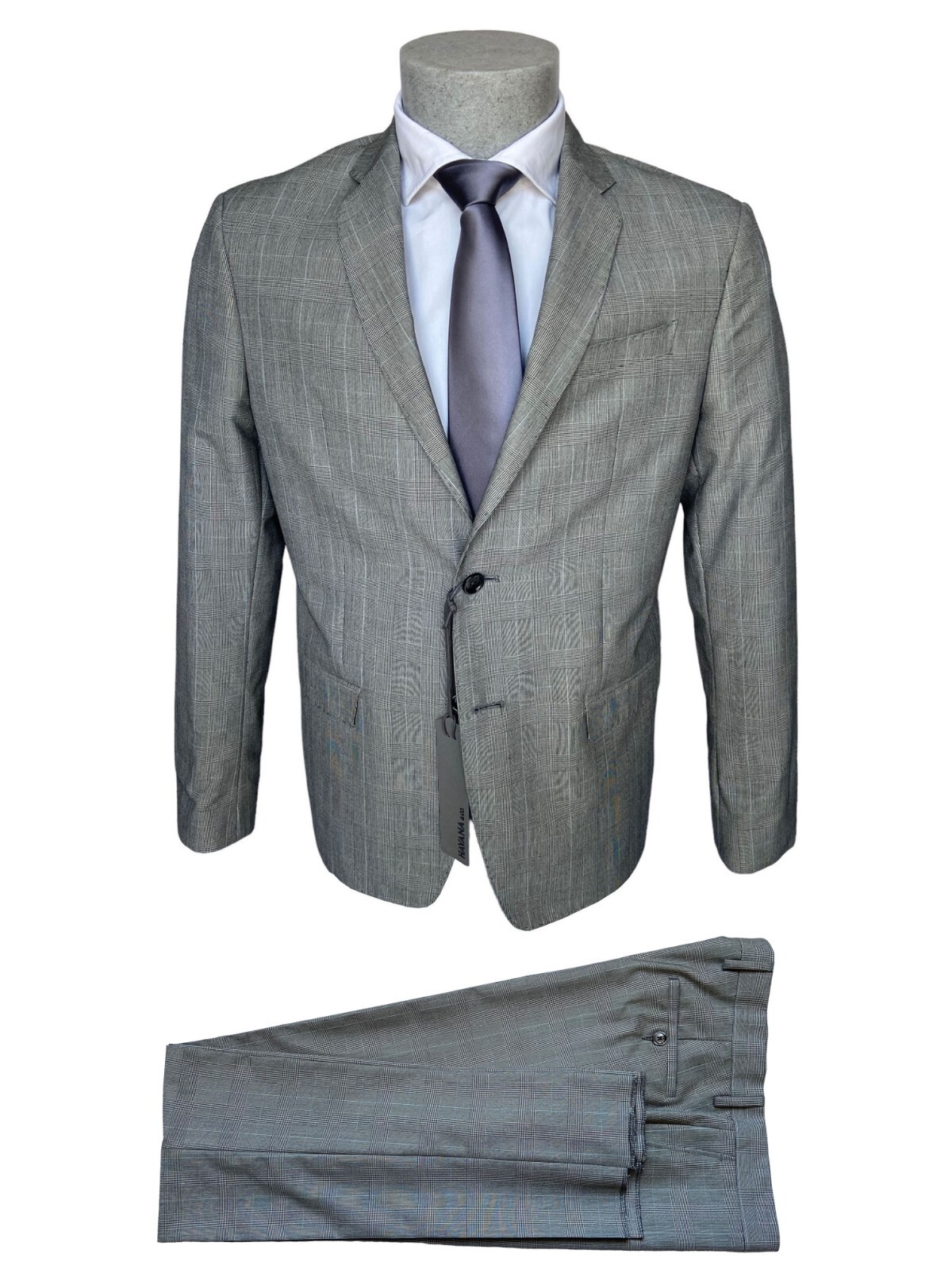 Havana & Co. Men’s Dress grey slim fit, on Prince of Wales fabric, -70%.