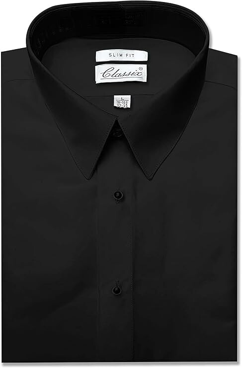 Microfiber Slim fit Tuxedo Shirt “Laydown Collar”, Non pleat, White&Black