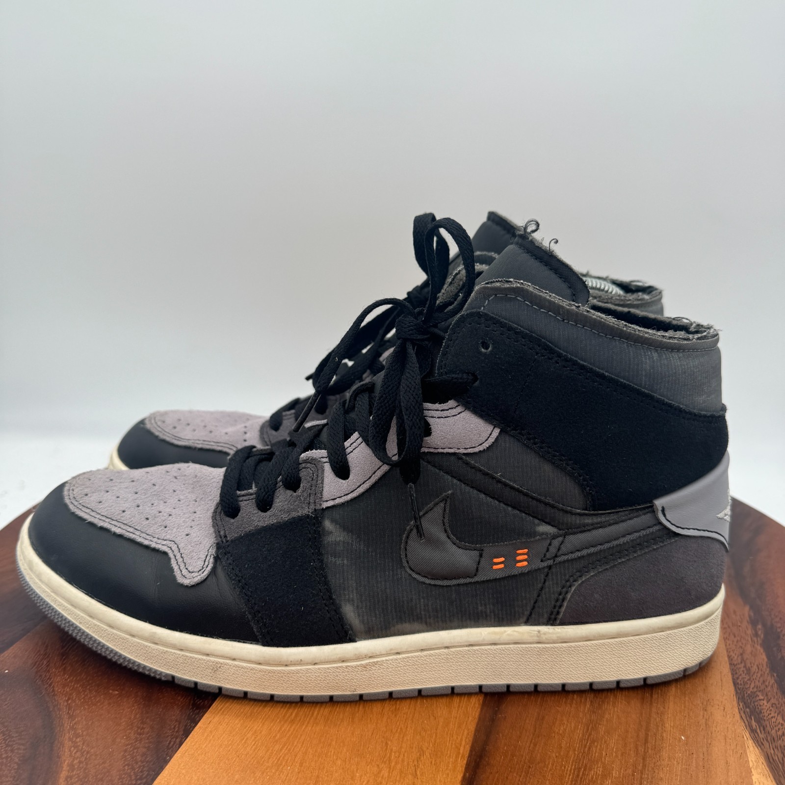 Nike Air Jordan 1 Mid Craft Inside Out Black Grey Mens 11.5 Basketball Sneakers