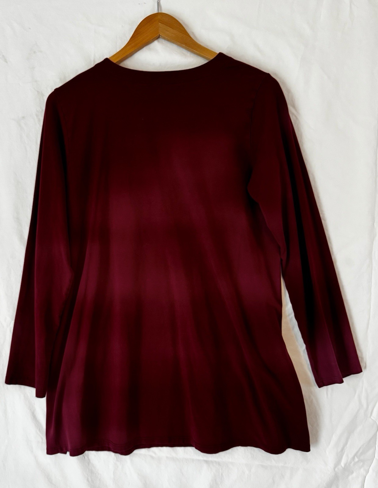 J.Jill Luxe Supima Forward Seam Tunic Top Womens M Wine Red Casual Minimalist