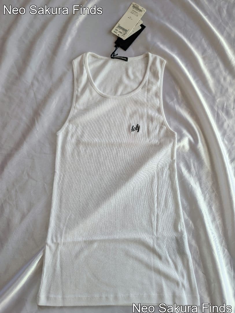ANN DEMEULEMEESTER White Tank Top Size S with Embroidered Logo