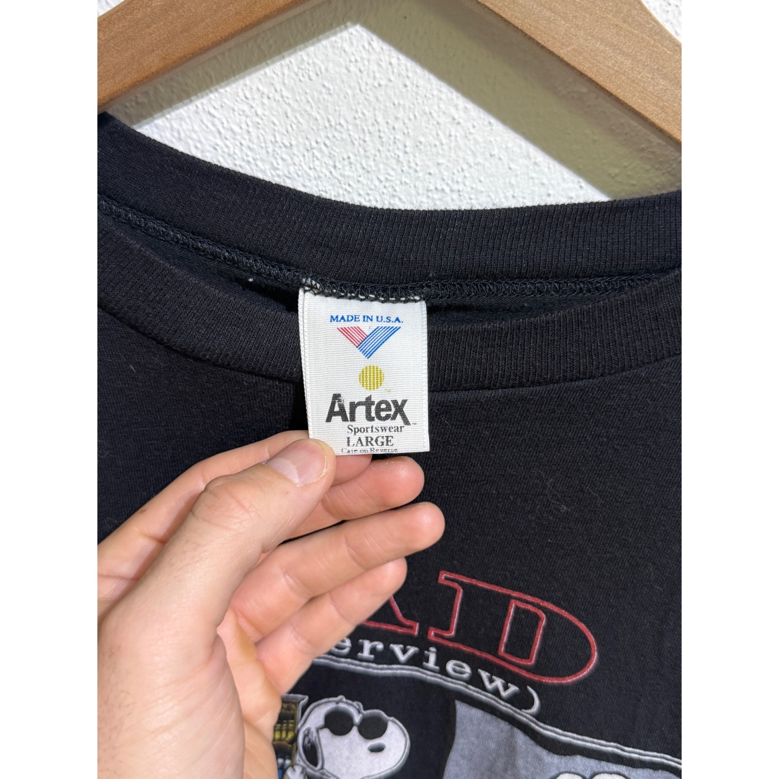 Vintage Artex Snoopy Peanuts Dad An Overview T-Shirt Mens Large Black USA Made