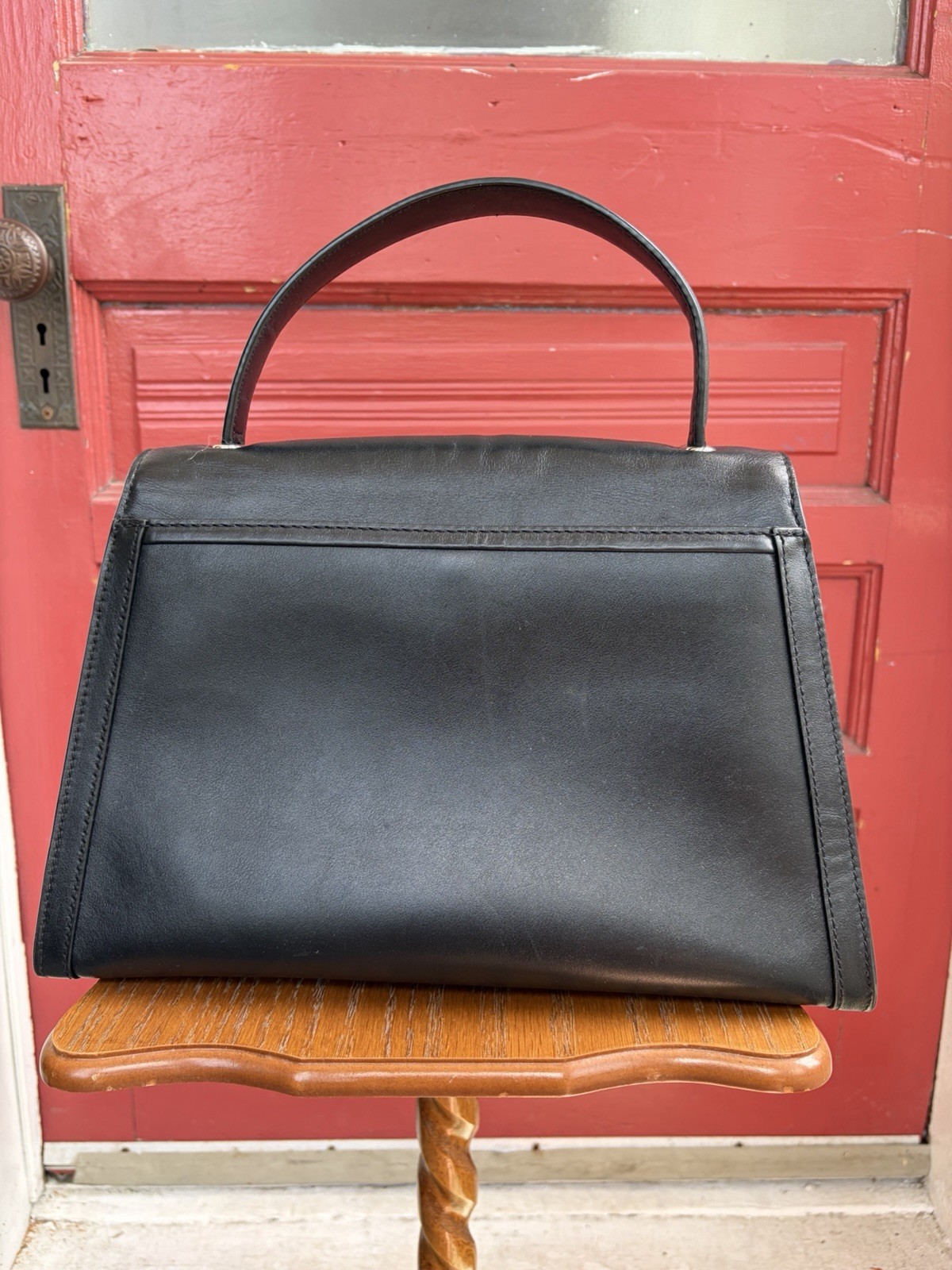 Michael Kors Black Medium Satchel Top Handle Push Lock Detachable Strap Pockets