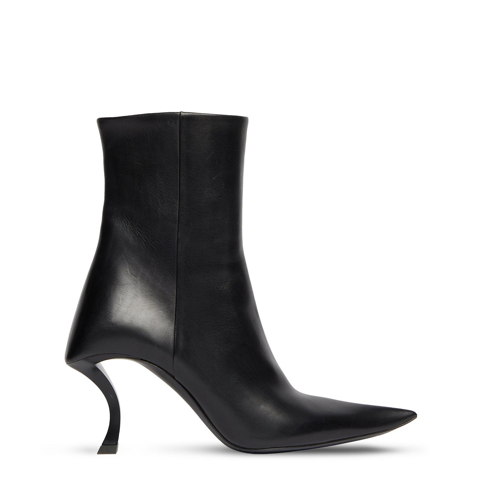 Balenciaga Black Women’s Hourglass Pointed Toe Stiletto Zip Leather Bootie EU 38