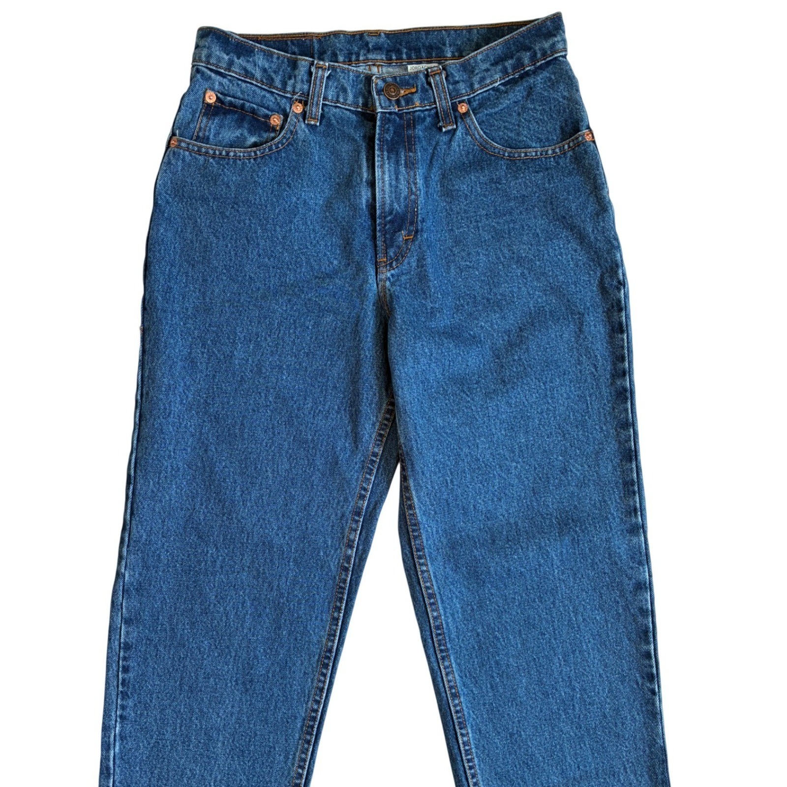 Jordache Vintage High Waist Classic Fit Straight Leg Blue Jeans 100% Cotton 9/10