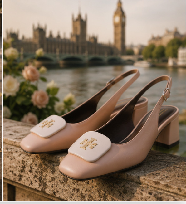 Tory Burch Georgia Slingback Pump 55mm Patent Leather Pink Brick 650 Size 8M