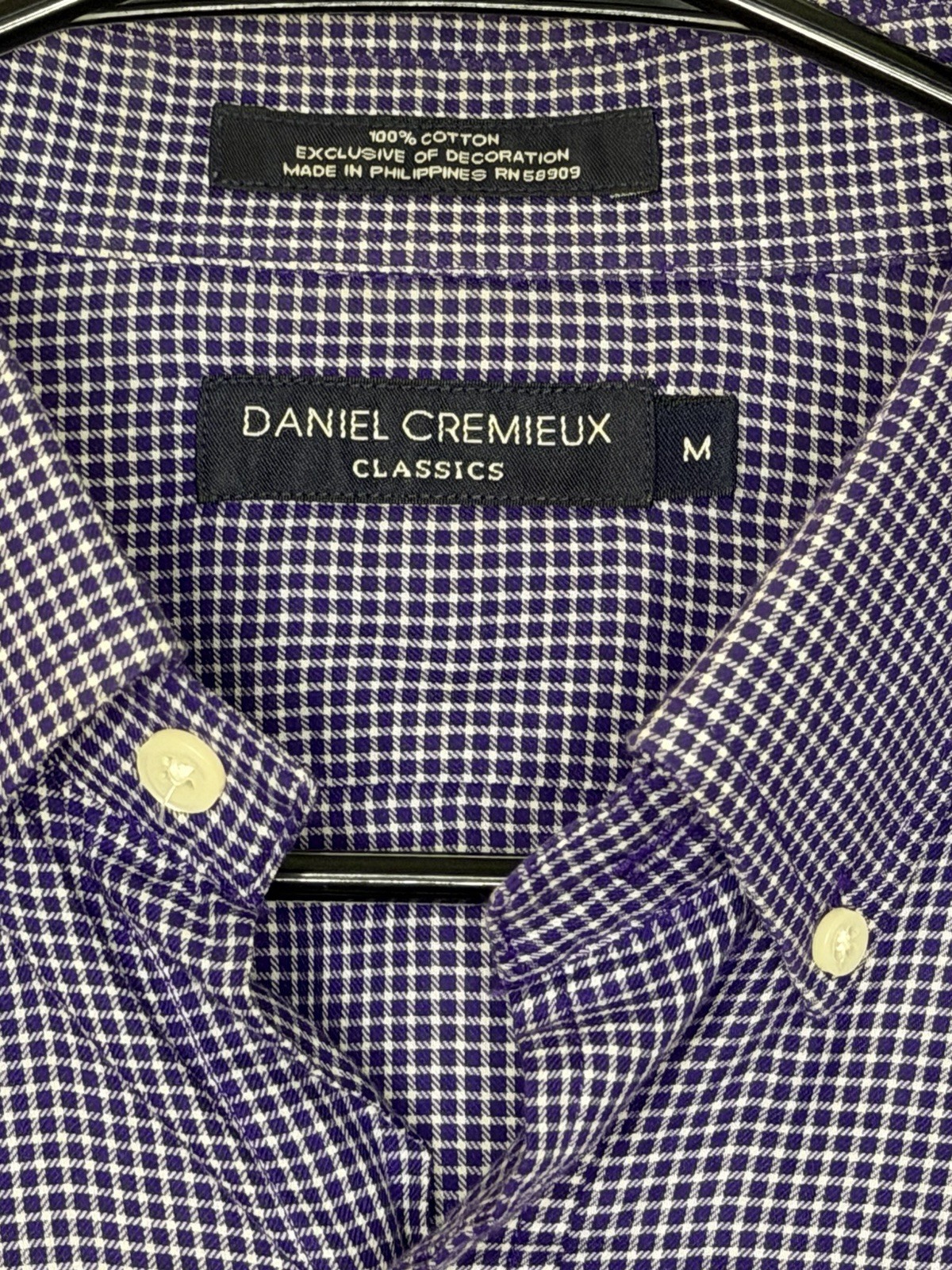 Daniel Cremieux Classics Purple Plaid 100% Cotton Long Sleeve Button-Up RN58909