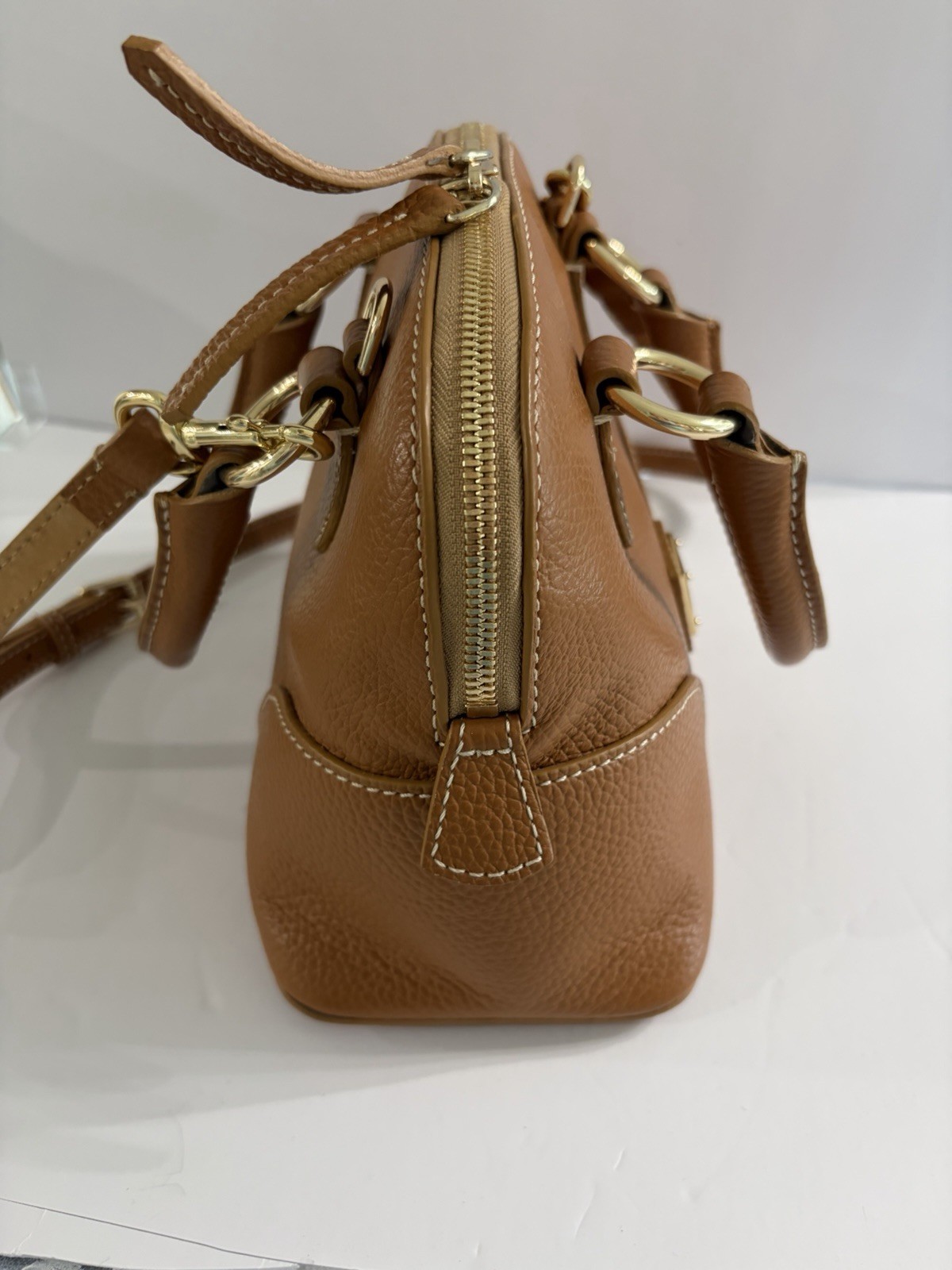 Dooney & Bourke Lucca Leather Satchel In Caramel W/Matching Lucca Flap Wallet