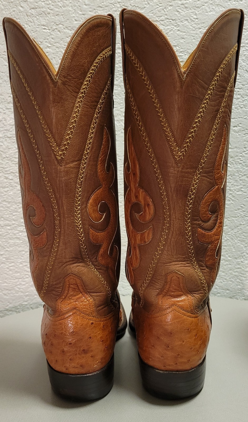 ROGERS HANDMADE OSTRICHSKIN WESTERN BOOTS SIZE 8 1/2 D