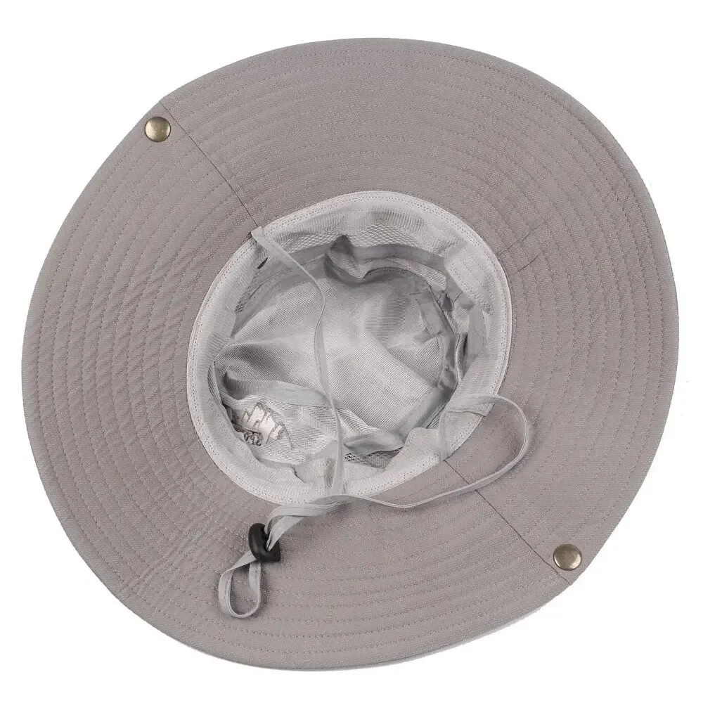 Summer Men Bucket Hat Outdoor UV Protection Wide Brim Panama Safari Hunting Hiki