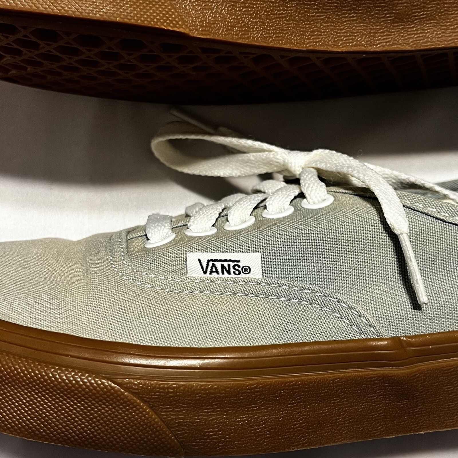 Men 6.5 Women 8 Unisex VANS Old Skool Gum Sole Tan-“ish” Pale Green-“ish” color